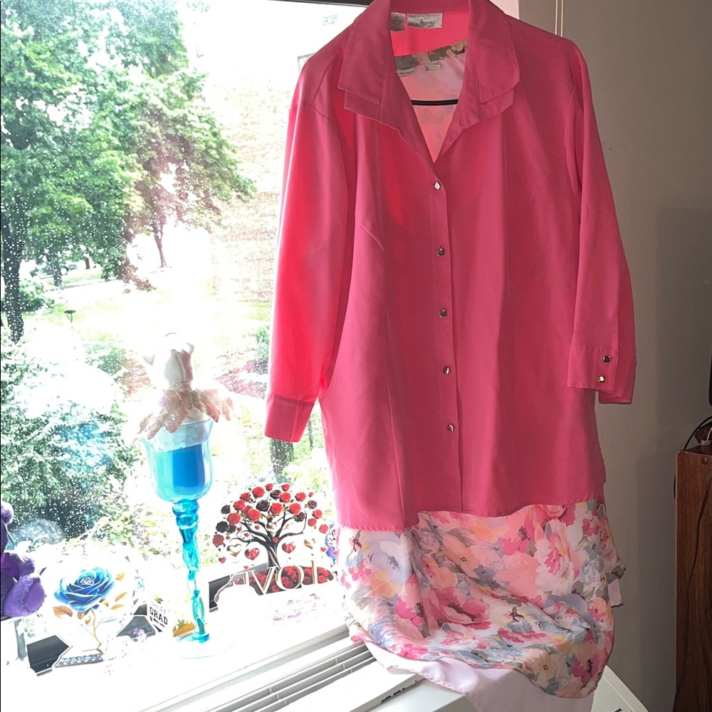 Peach skirt set flowers